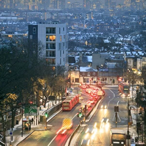 United Kingdom, England, London, Archway, elevated view of the skyline of London showing