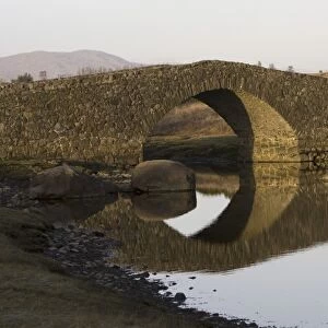 Bridge over tidal river at head of sea loch, Loch Don. Hebrides, Scotland
