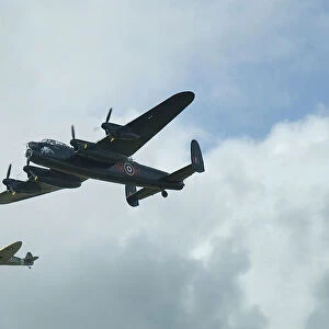 Lancaster Bomber with 2 Spitfire Fighter planes, 2011 Goodwood revival