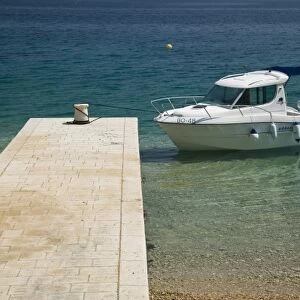 Croatia, Central Dalmatia, BRAC ISLAND, BOL. Boat Pier / Hvarski Channel