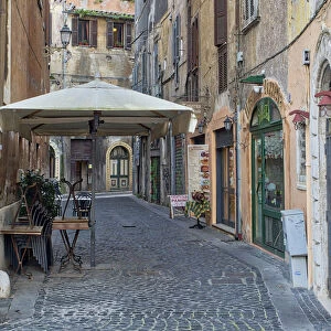 Italy, Lazio, Tivoli. The streets and alleyways of the town of Tivoli