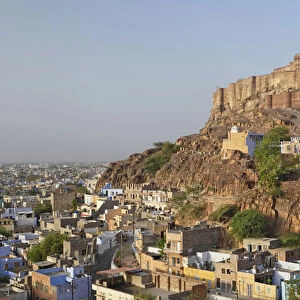 Mehrangarh Fort on hill above modern day Jodhpur, India