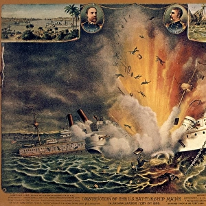 CUBA: U. S. S. MAINE, 1898. Destruction of the U. S. Battleship Maine in Havana Harbor