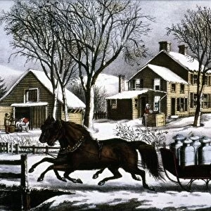 CURRIER & IVES: WINTER MORNING. Winter morning in the country. Lithograph, 1873, by Currier & Ives