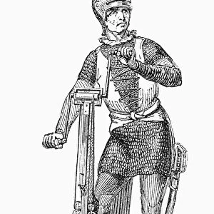 MEDIEVAL ARCHER. Wood engraving, English, c1880s