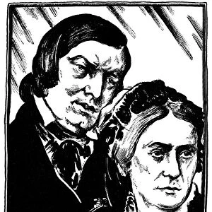 ROBERT SCHUMANN (1810-1856). German composer. Schumann with his wife, German pianist, Clara Schumann (1819-1896). Drawing, c1932, by Samuel Nisenson