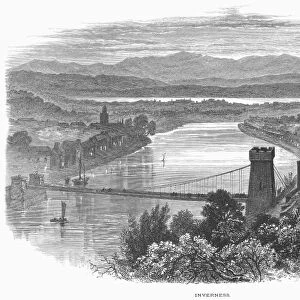 SCOTLAND: INVERNESS, c1875. View of the city of Inverness, on the Moray Firth in the Scottish Highlands. Wood engraving, c1875