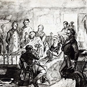 Death of President Abraham Lincoln, drawing, 1942