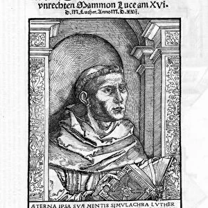 Martin Luther (1483-1546) German Protestant reformer. Woodcut after portrait by Cranach