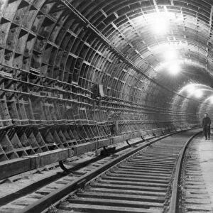 Moscow subway, moscow, ussr, october 1951, the tunnel between the botanical gardens station and the komsomolskaya-circular station
