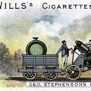 Stephensons locomotive Rocket which won competition at Rainhill Bridge
