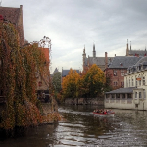 Bruges central canal in fall colours