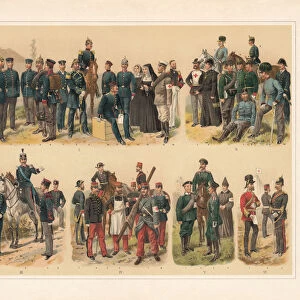 Ambulance troops of European nations, chromolithograph, published in 1897