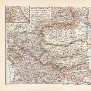Balkan States: Romania, Bulgaria, Serbia and Montenegro, lithograph, published 1897