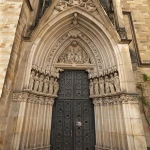 Gothic side entrance, St Marys Church, 14th-15th century, Osnabruck, Lower Saxony, Germany