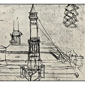 Leonardos sketches and drawings: Lighthouse project