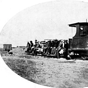 The first locomotiver at Abadan; and passengers for the oil fields. 1914