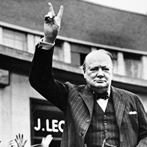 Churchill Making the V-for-Victory Sign