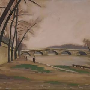 Banks of the Seine in Paris, c. 1920-30 (oil on canvas)