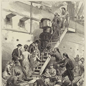 The Crisis in Egypt, Refugees embarking at Alexandria (engraving)
