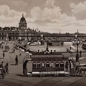 Dublin, Ireland: Custom House and Quays, showing Loop Line (litho)