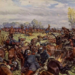 Fighting during the great French offensive west of the Argonne, 25-30 September 1915 (colour litho)
