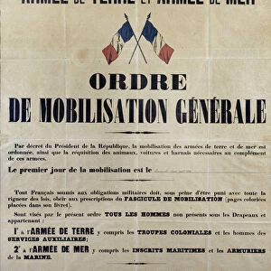 First World War: General Mobilization Order August 2, 1914. 20th century poster