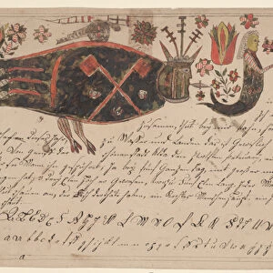 In this fishs name (In dieses Fisches Namen), Fraktur Painting, c