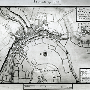 Fol. 99 Map of Saint-Savinien on the Charente River in 1713, from Recueil des