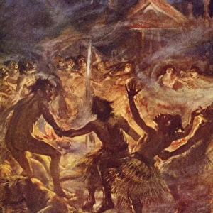 The frenzy of the Hauhau, The Incantation (colour litho)