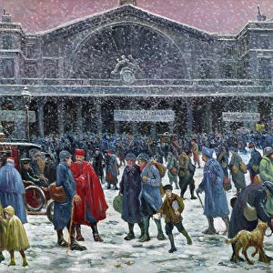Gare de l Est Under Snow, 1917 (oil on canvas)