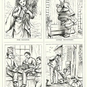 The Gleaner, Little missionary; Industrious boy; Helping father (engraving)