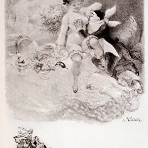 Gourmandise - drawing by Willette, 1917