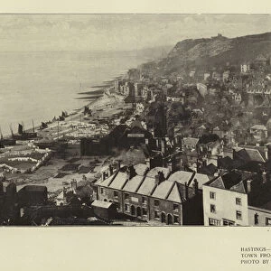 Hastings, View of the Old Town from the East Cliff (b / w photo)