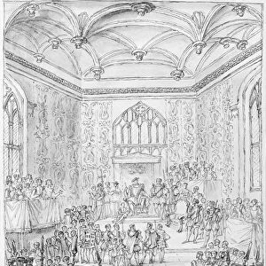 Henry VIII receiving Montmorency, the French Ambassador, at Hampton Court (engraving)