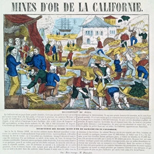 Illustrated lyric and history sheet for the Mines d Or de la Californie