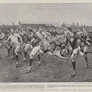 The International Rugby Football Match at Dublin, a Rush by the Irish Forwards (litho)