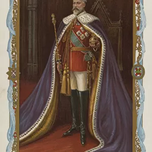 King Edward VII in coronation robes (colour litho)