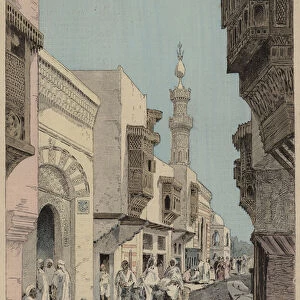 L Exposition universelle, Une Rue au Caire, Edifiee au Champ de Mars sous la direction de M Delort de Gleon (coloured engraving)