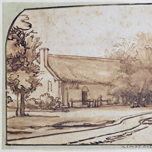 Landscape with a Peasants House, 1640s (pen and brown ink on paper)