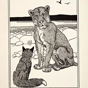 The Lioness and the Fox, from A Hundred Fables of Aesop, pub. 1903 (engraving)