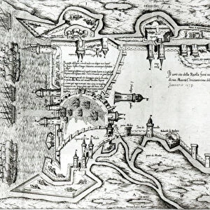 Map illustrating La Rochelle occupied by the Huguenots (engraving) (b / w photo)