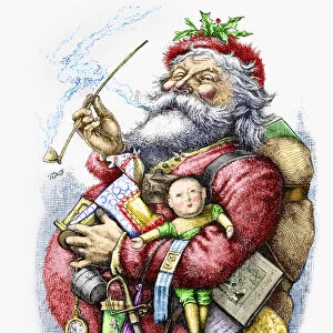 Merry Old Santa Claus, engraved by the artist, 1889 (hand coloured engraving)