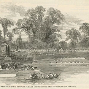 The Oxford and Cambridge eight-oared boat race (engraving)