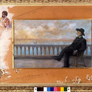 Portrait of Giuseppe Verdi, Italian composer (1813-1901), in Venice. Pastel by T