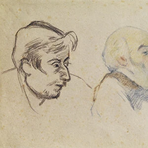 Portrait of Pissarro by Gauguin and Portrait of Gauguin by Pissarro (coloured chalk)