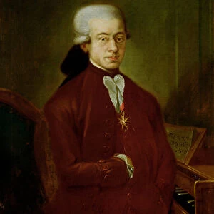 Portrait of Wolfgang Amadeus Mozart (1756-91) after 1770 (oil on canvas)
