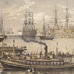 Portsmouth Harbour (coloured engraving)