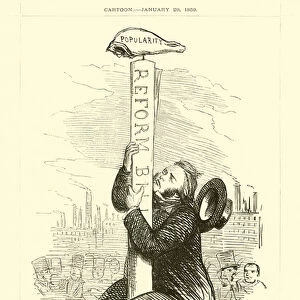 Punch cartoon regarding John Bright: A Very Greasy Pole, 29 January 1859 (engraving)