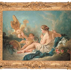 A Reclining Nymph Playing the Flute with Putti, Perhaps the Muse Euterpe